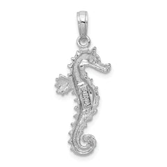 14k White Gold Polished Open-Backed Seahorse Pendant