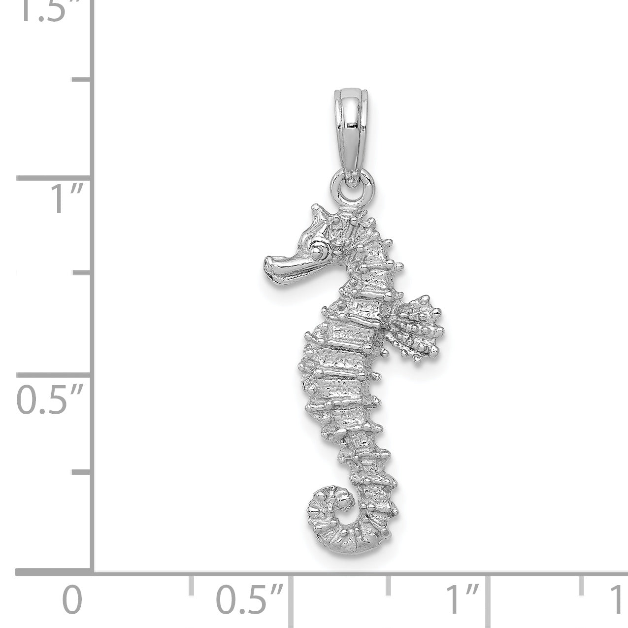 14k White Gold Polished Open-Backed Seahorse Pendant