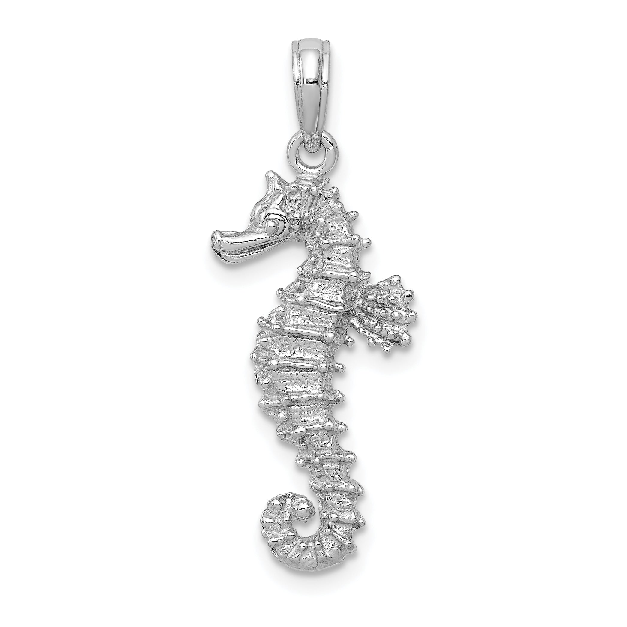 14k White Gold Polished Open-Backed Seahorse Pendant