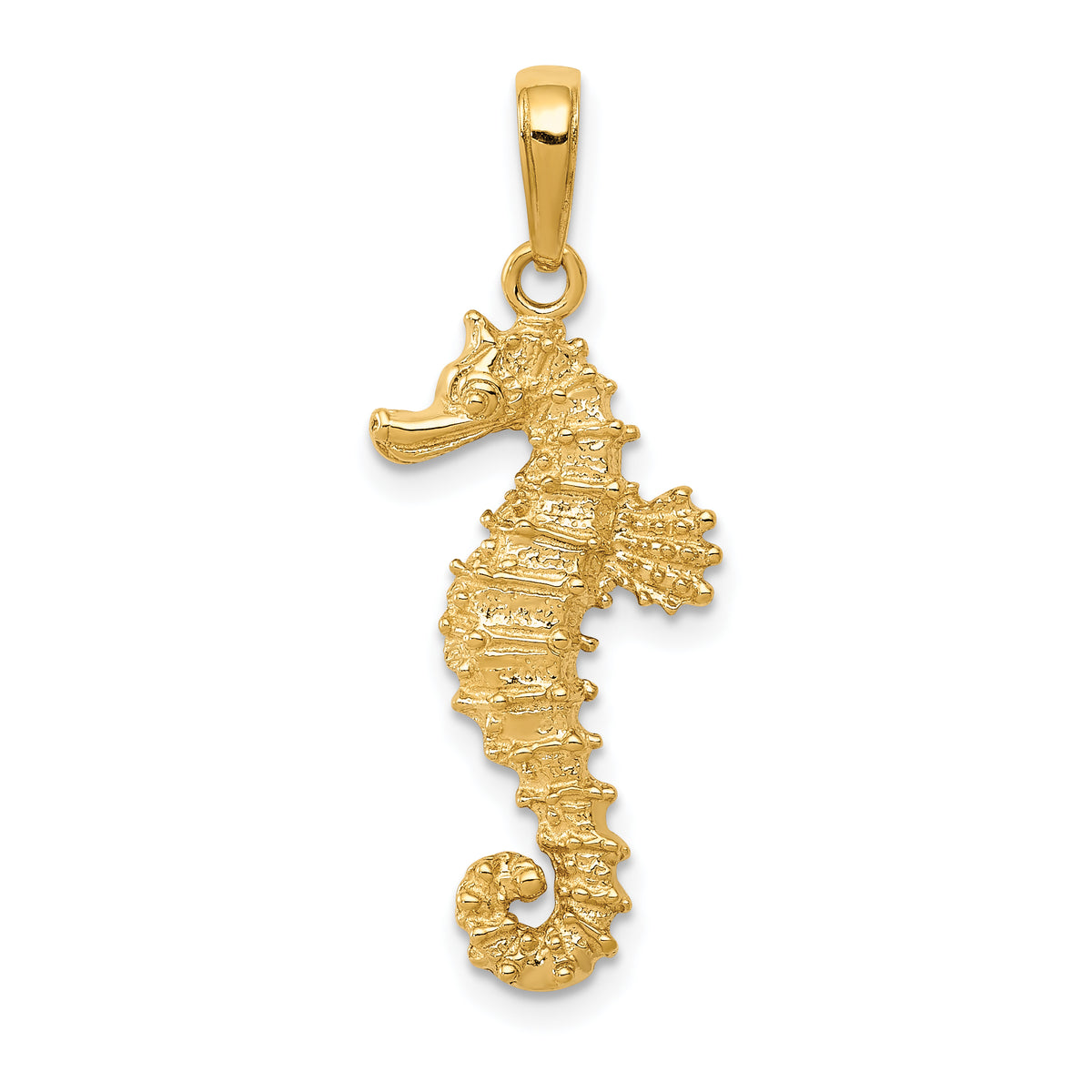 14k Polished Open-Backed Seahorse Pendant