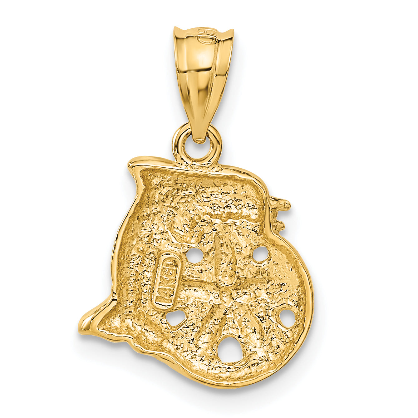 14K Gold Dolphin and Sanddollar Men's Charm Polished Textured Elegance