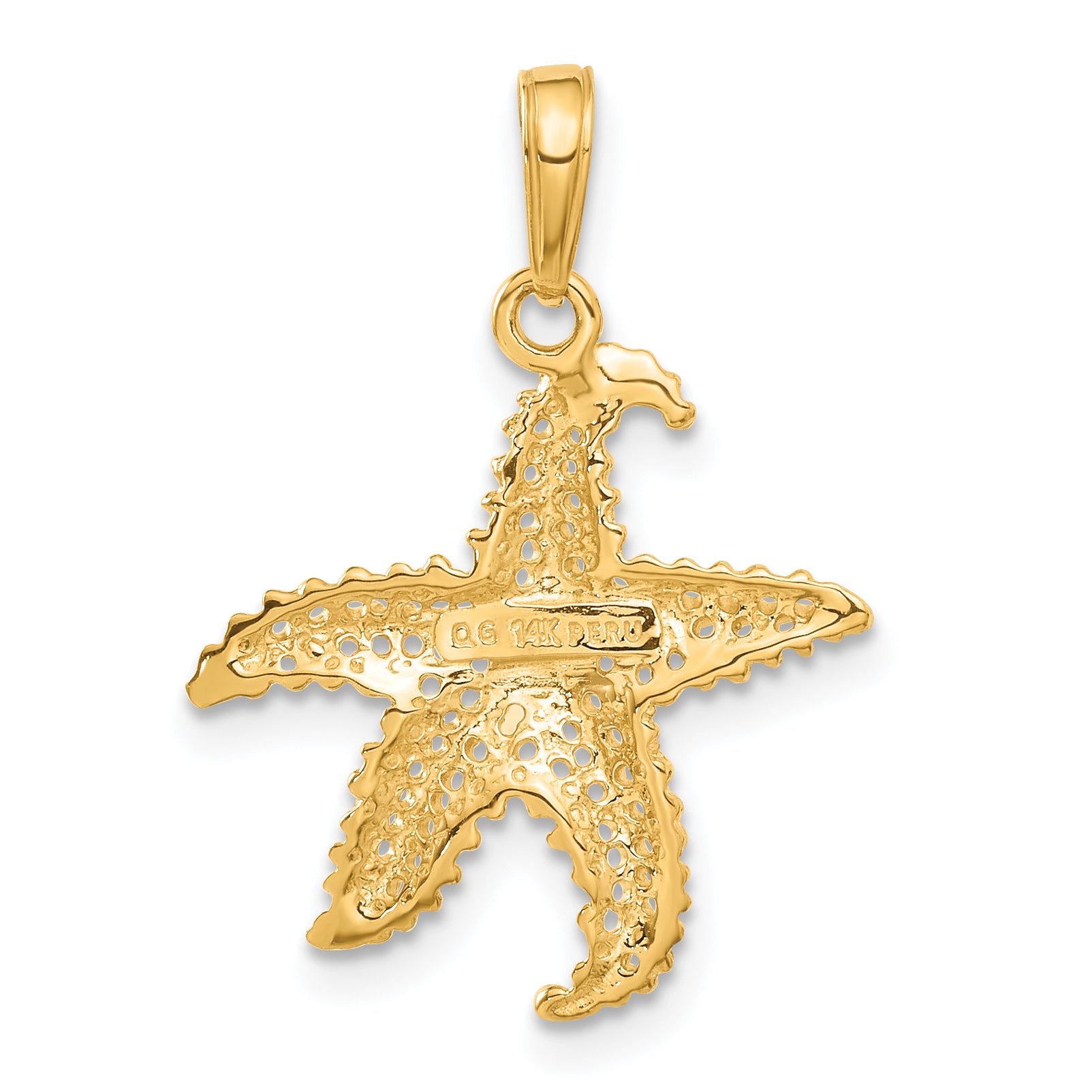 14k Polished Open-Backed Starfish Pendant