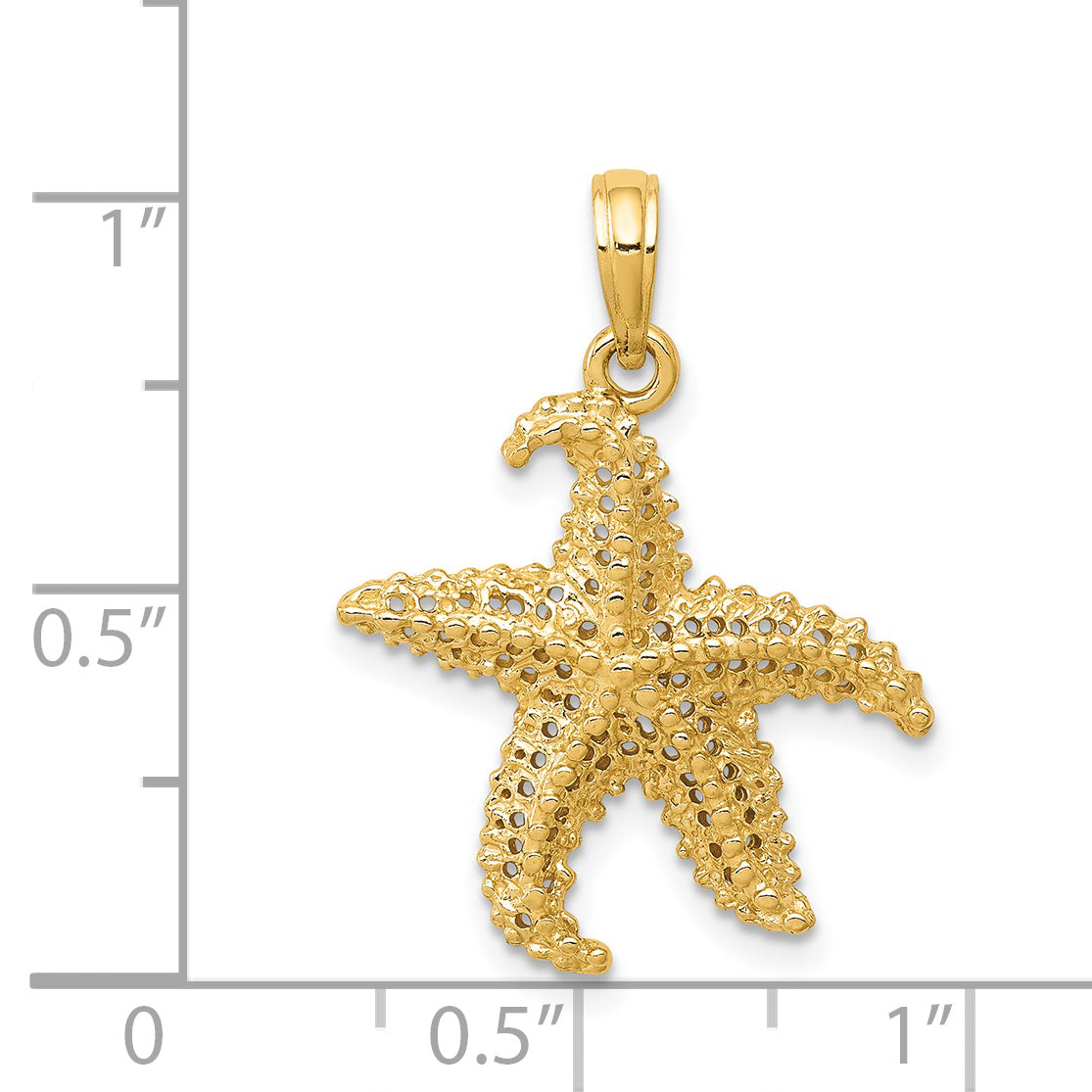 14k Polished Open-Backed Starfish Pendant