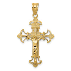 14k INRI Fleur De Lis Crucifix Pendant