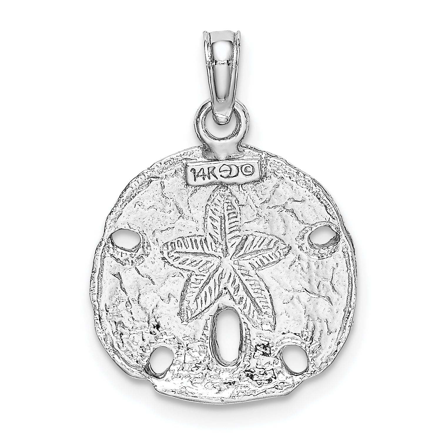 14k White Gold Polished Sand Dollar Pendant