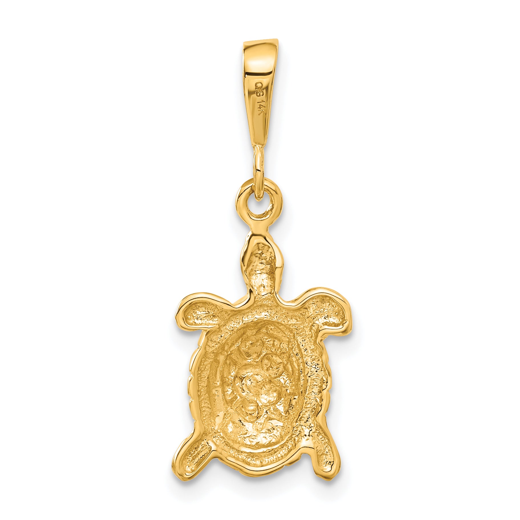 14k Solid Polished Open-Backed Sea Turtle Charm