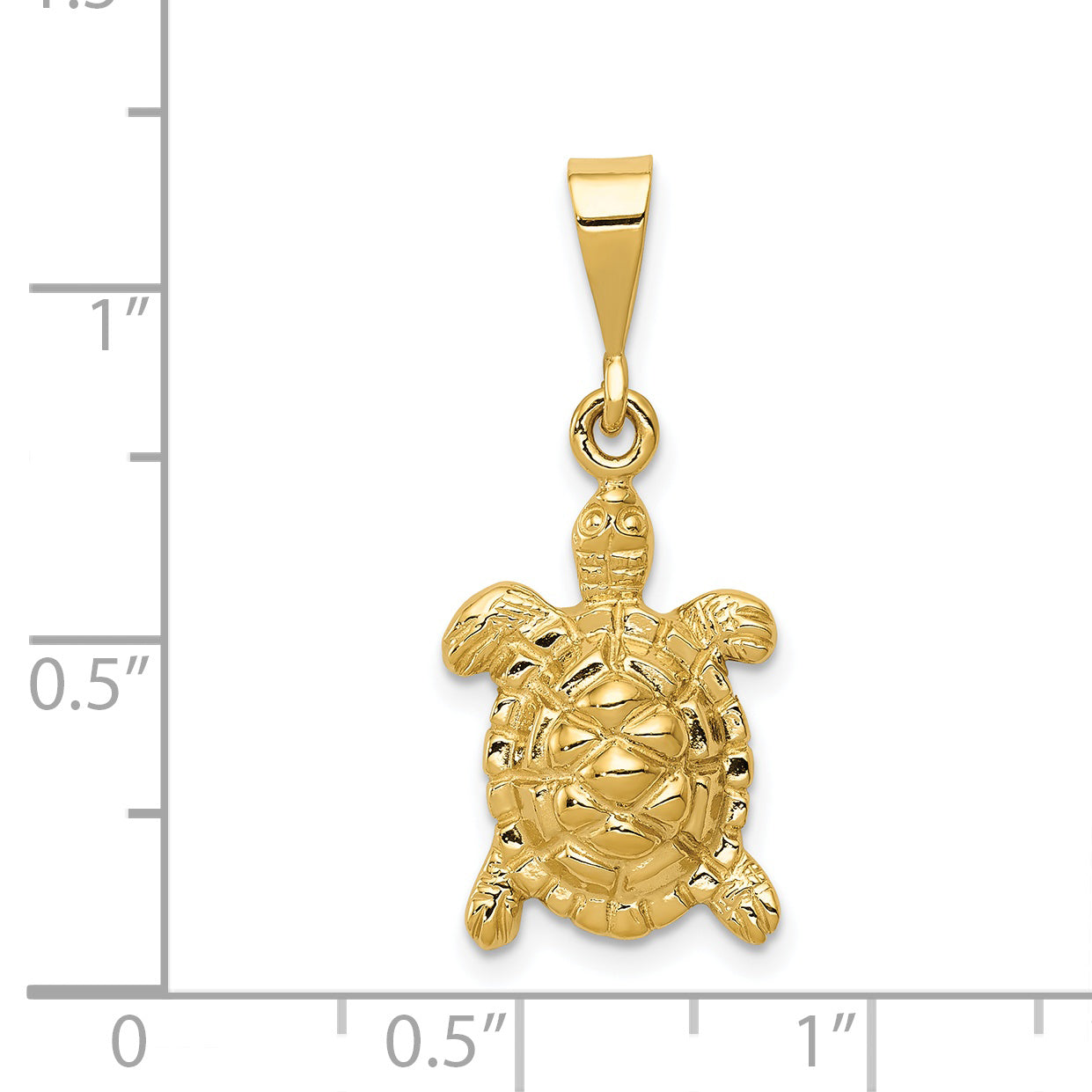 14k Solid Polished Open-Backed Sea Turtle Charm