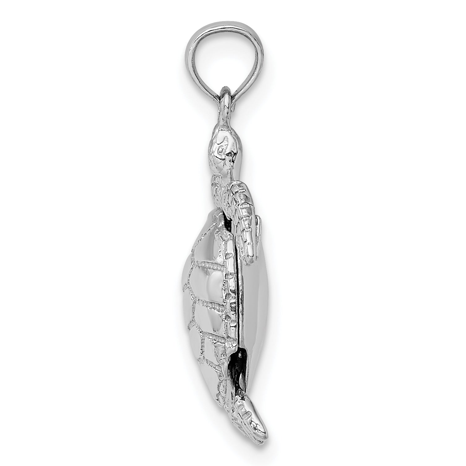 14K White Gold 3-D Moveable Sea Turtle Charm