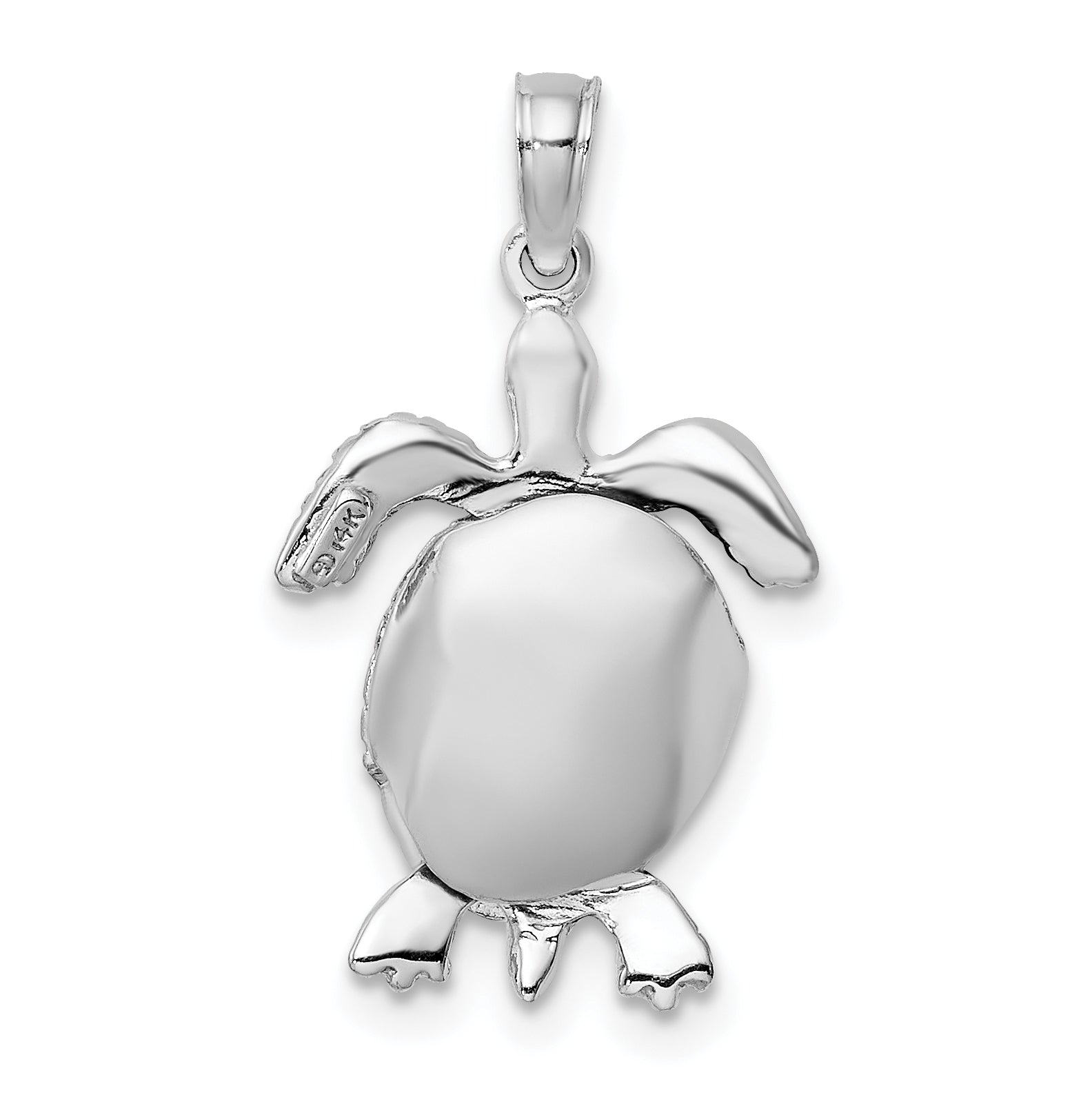 14K White Gold 3-D Moveable Sea Turtle Charm