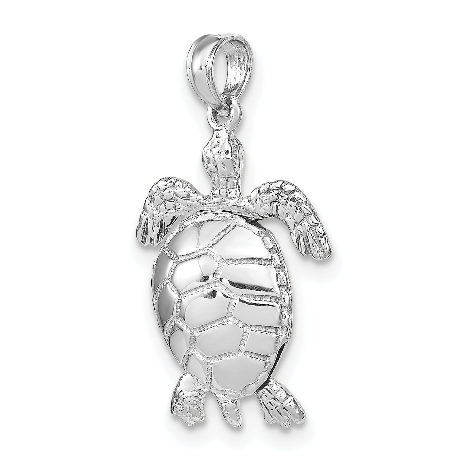 14K White Gold 3-D Moveable Sea Turtle Charm