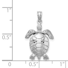 14K White Gold 3-D Moveable Sea Turtle Charm