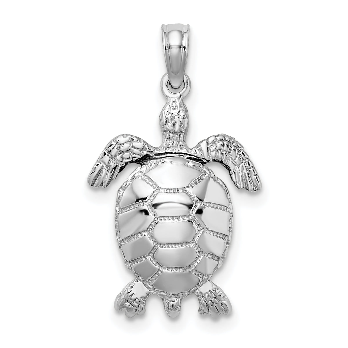 14K White Gold 3-D Moveable Sea Turtle Charm