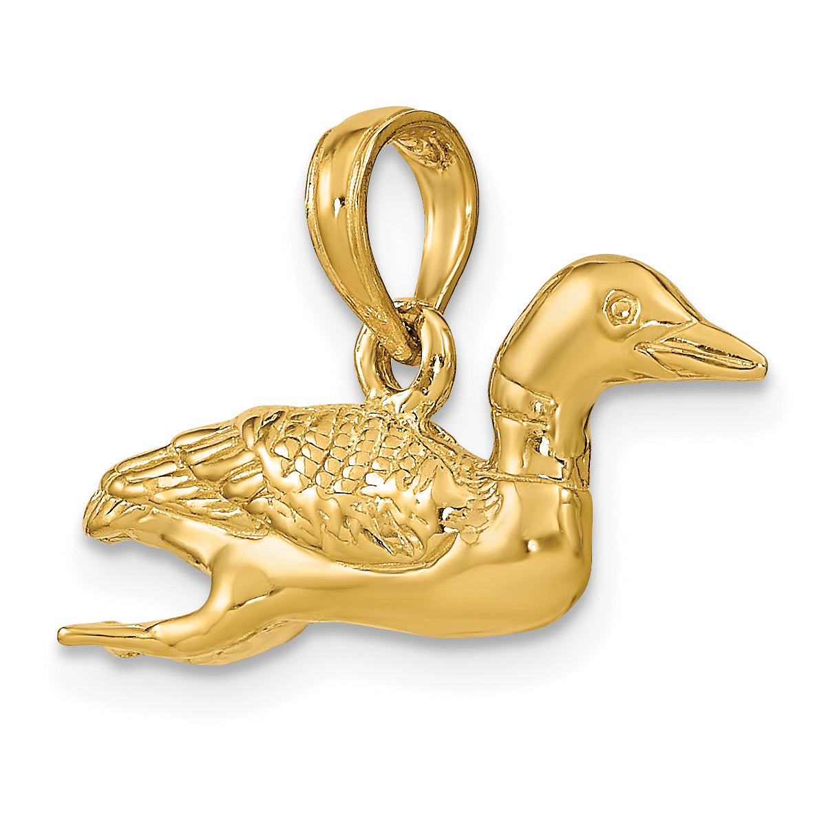 14k Solid Polished 3-Dimensional Mallard Charm