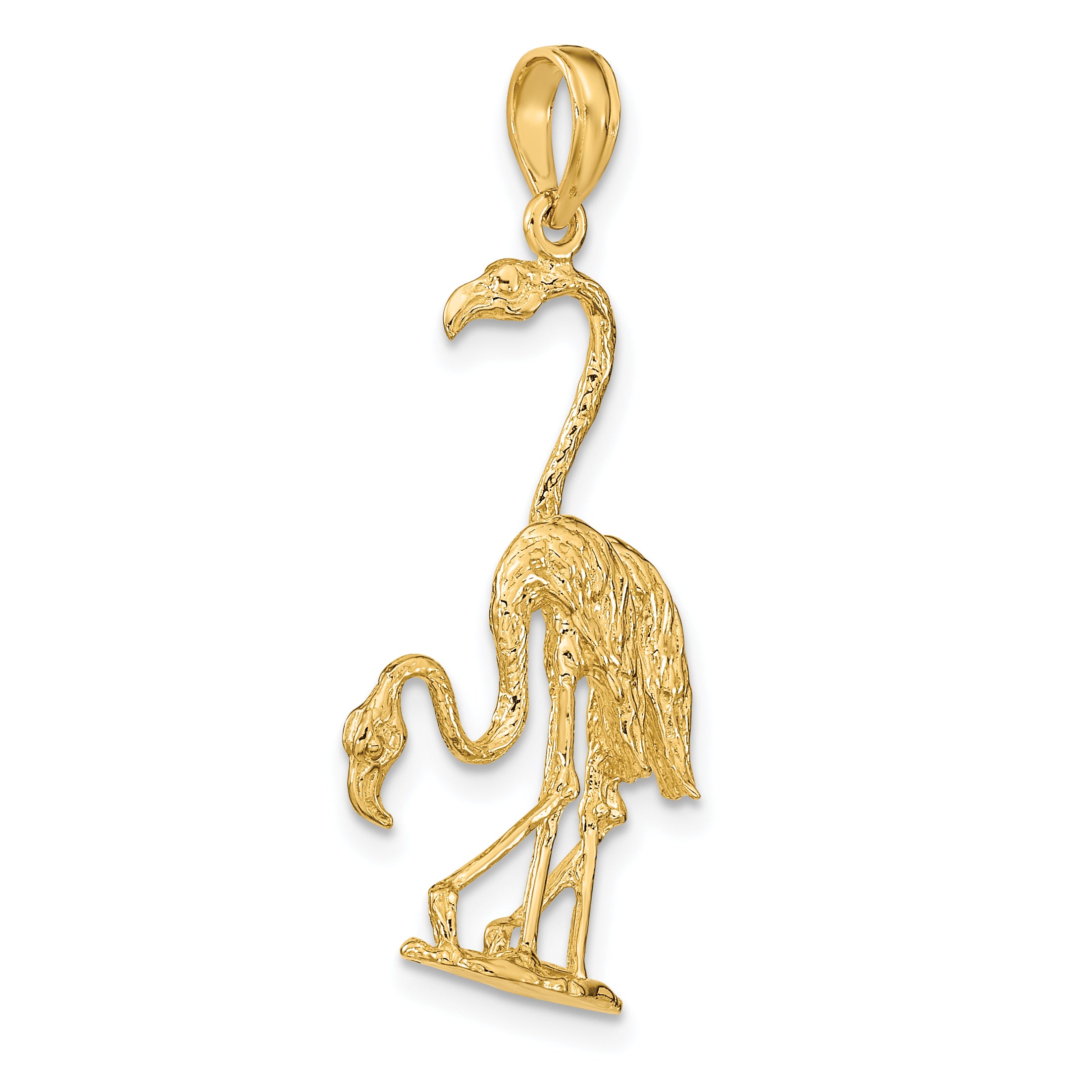 14k Solid Polished 3-Dimensional Double Flamingo Charm