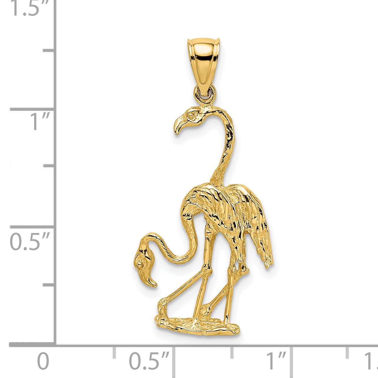 14k Solid Polished 3-Dimensional Double Flamingo Charm