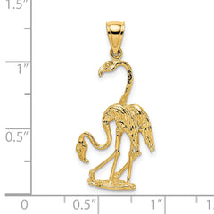 14k Solid Polished 3-Dimensional Double Flamingo Charm