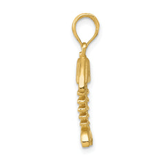 14K Gold Men's 3D Fish Bone Pendant with Polished Finish