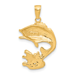 14k Polished Open-Backed Bass Fish Pendant