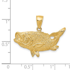 14k Polished Open-Backed Bass Fish Pendant