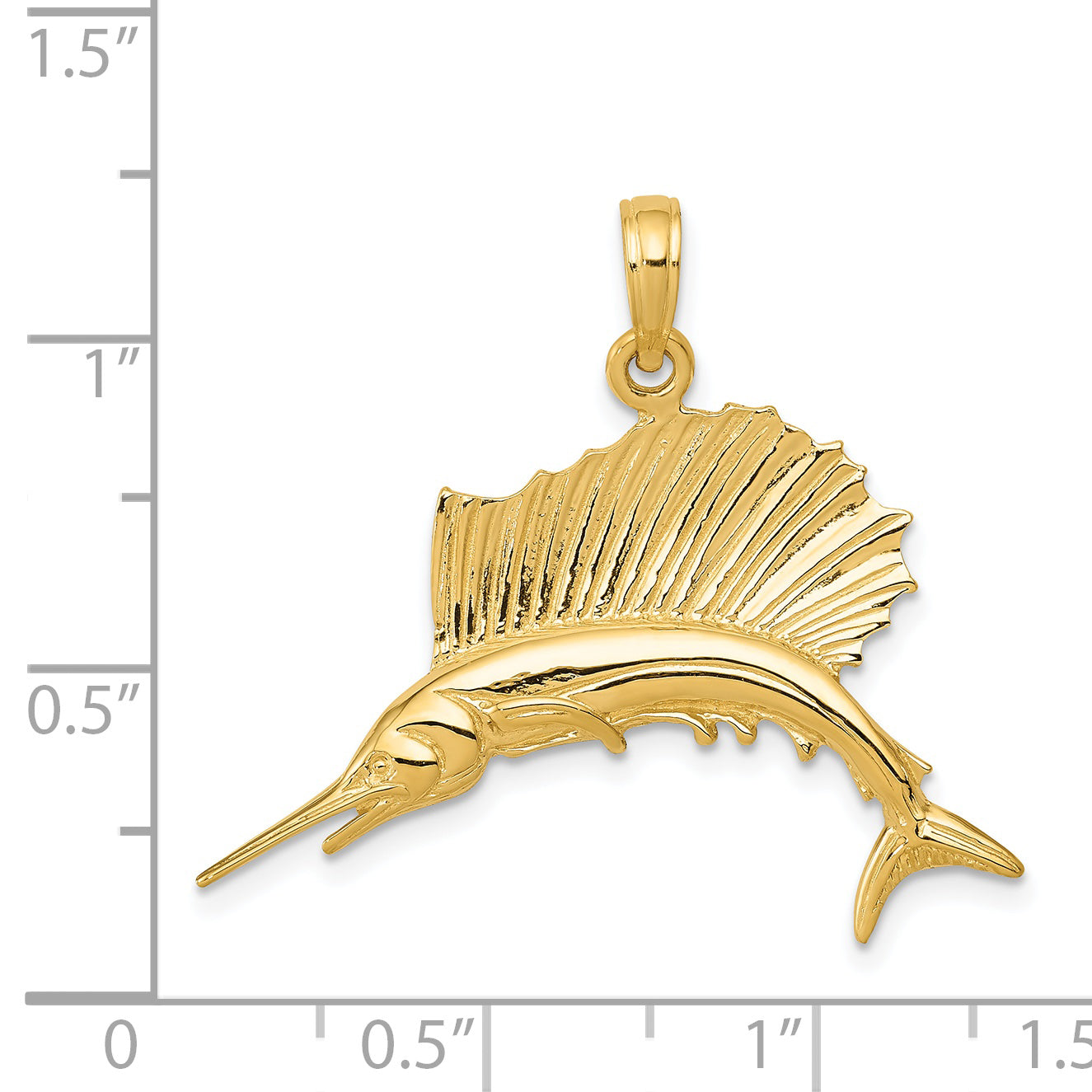 14k Polished Sailfish Pendant