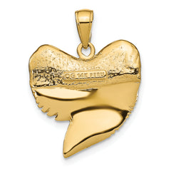 14K Gold Solid Polished 3D Shark Tooth Pendant for Men