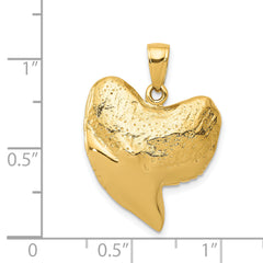 14K Gold Solid Polished 3D Shark Tooth Pendant for Men