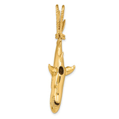 14K Gold Hollow 3D Shark Pendant for Men Polished Bold Design