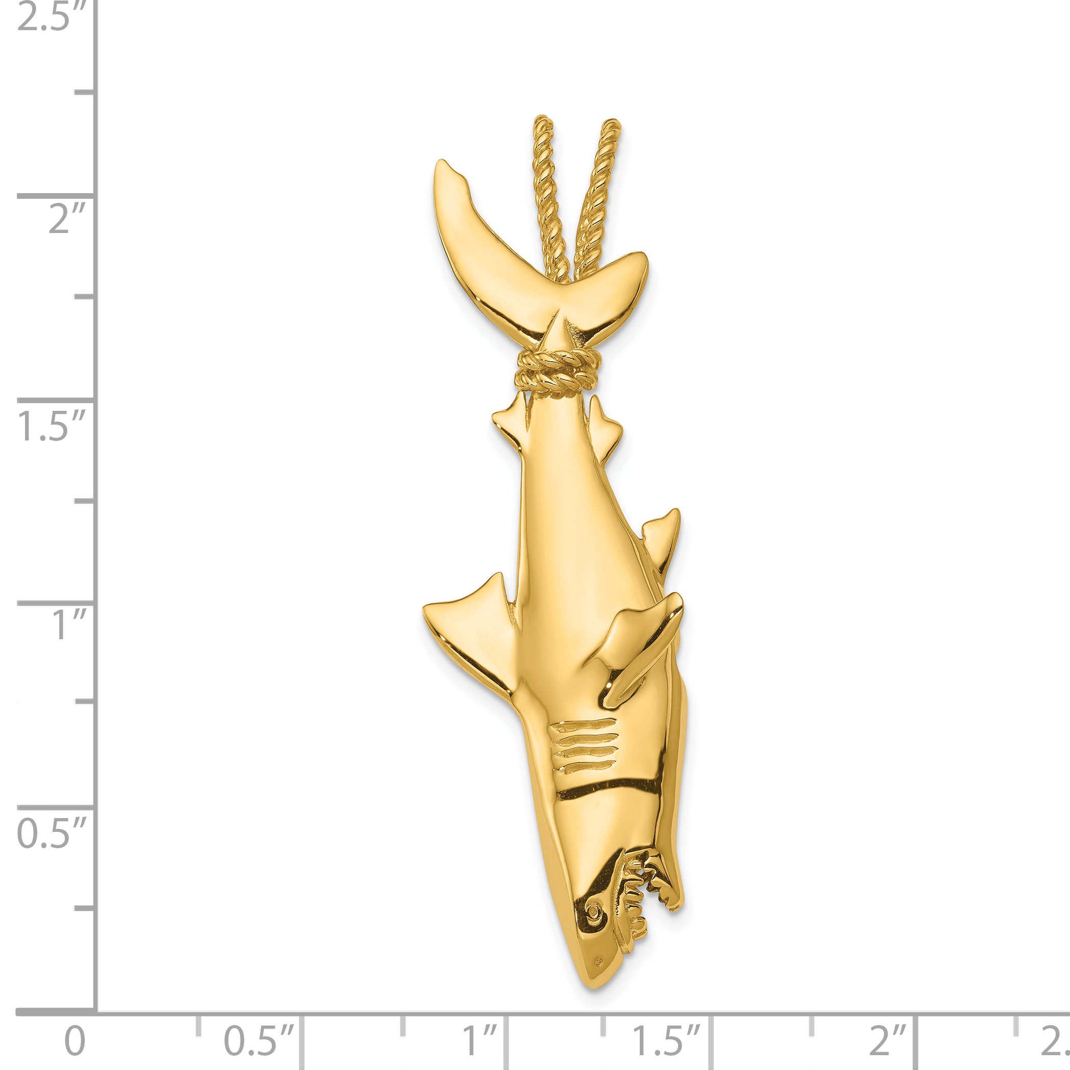 14K Gold Hollow 3D Shark Pendant for Men Polished Bold Design