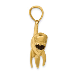 14K Gold Polished 3D Shark Pendant for Men  Bold & Thematic Design