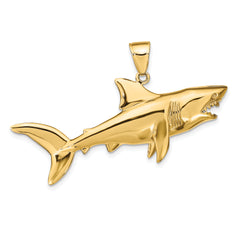 14K Gold Polished 3D Shark Pendant for Men  Bold & Thematic Design