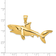 14K Gold Polished 3D Shark Pendant for Men  Bold & Thematic Design