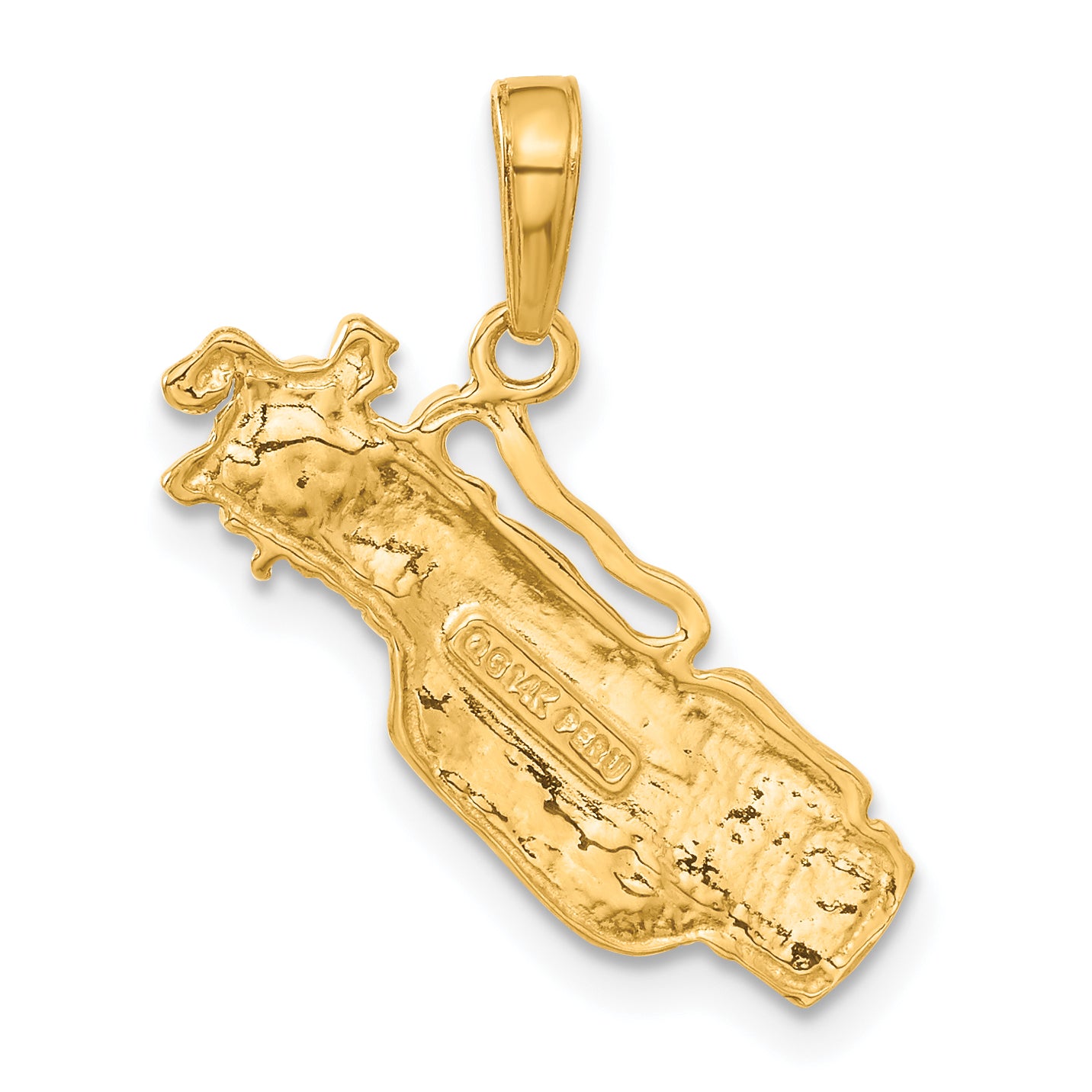 14K Gold Golf Bag with Clubs Charm  Polished Open-Back Design for Men