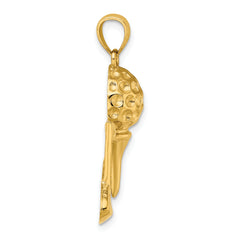 14k Solid Polished Open-Backed Golf Charm