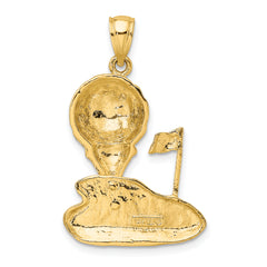 14k Solid Polished Open-Backed Golf Charm