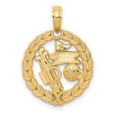 14k Solid Polished Golf Theme Pendant