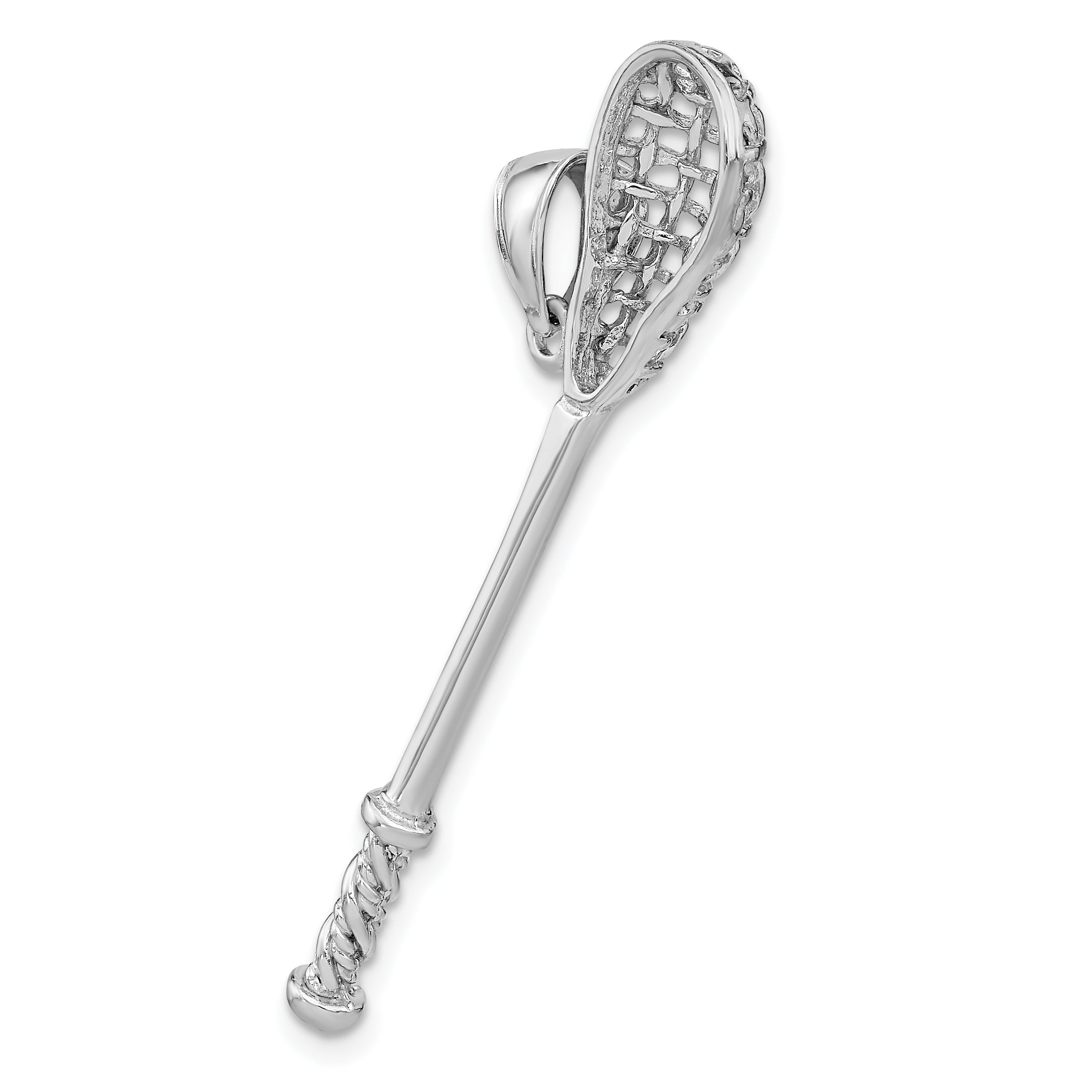 14K White Gold 3-D Lacrosse Stick Charm