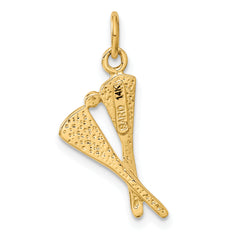 14K Gold Polished Lacrosse Sticks Charm for Men  Textured, Themed Design