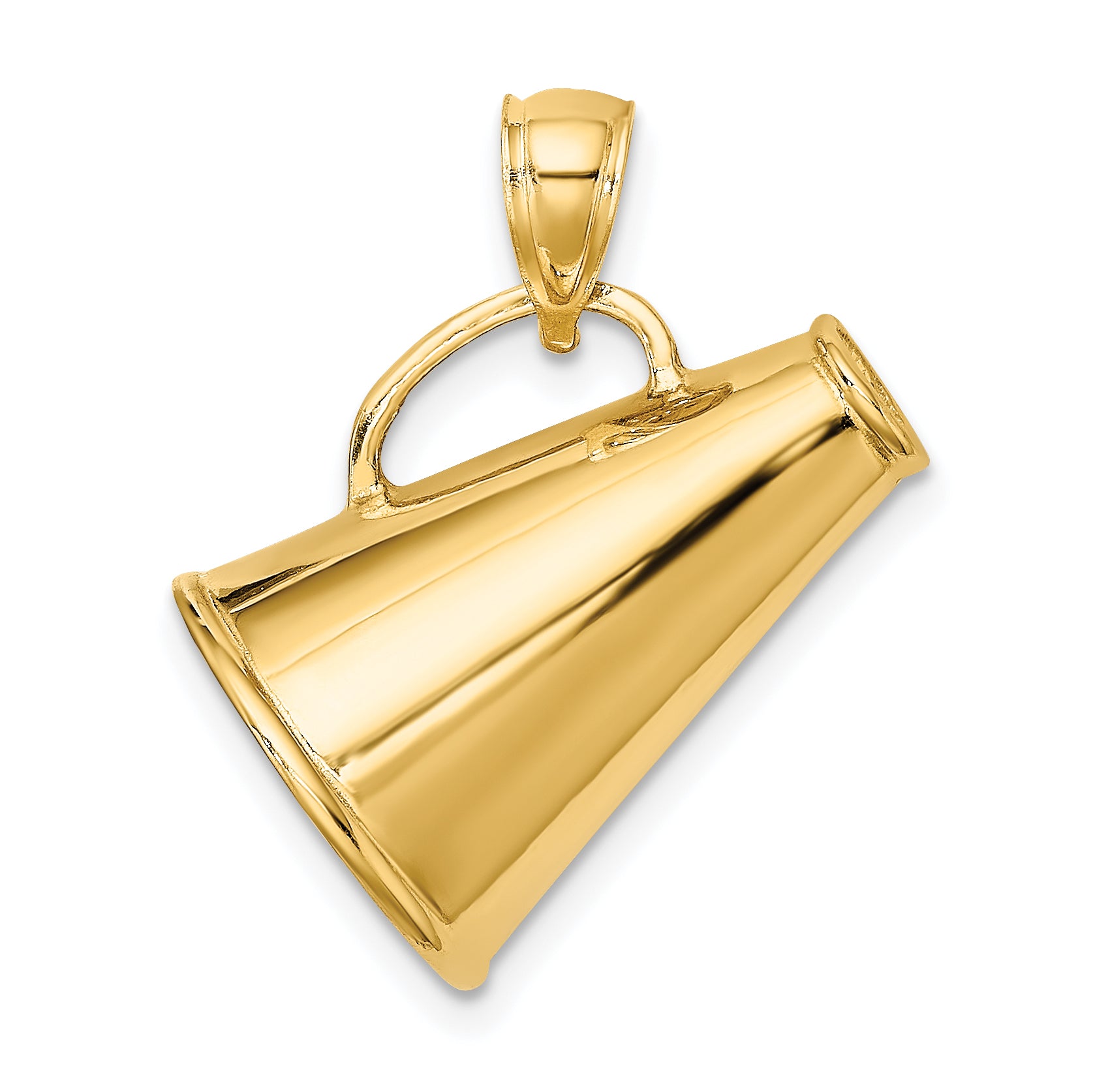 14k Solid Polished 3-D Large Megaphone Charm