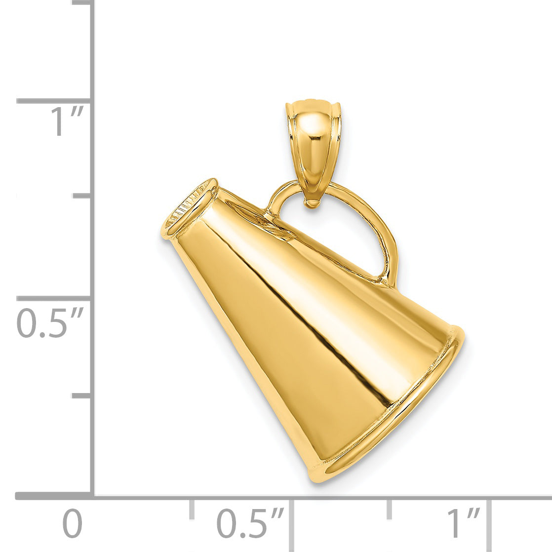 14k Solid Polished 3-D Large Megaphone Charm