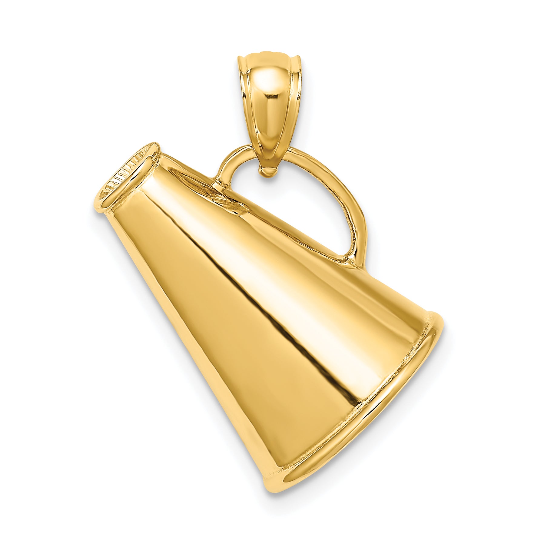 14k Solid Polished 3-D Large Megaphone Charm