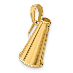 14K Gold Polished 3D Megaphone Pendant  Small, Solid Cast