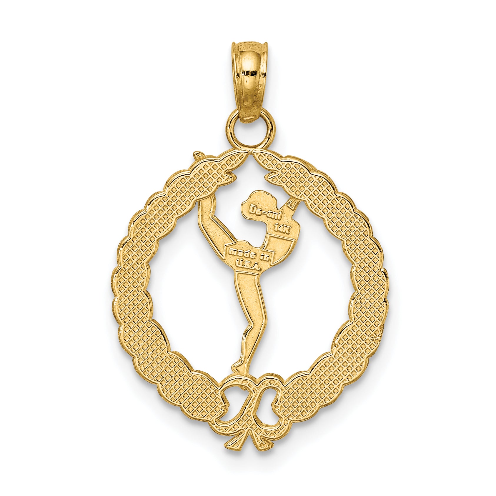 14k Solid Polished Framed Gymnast Charm