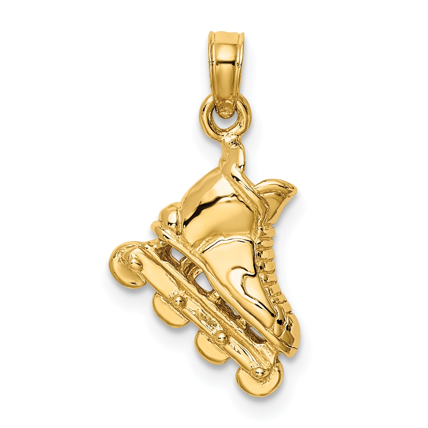 14K Solid Polished 3-D Rollerblade Charm