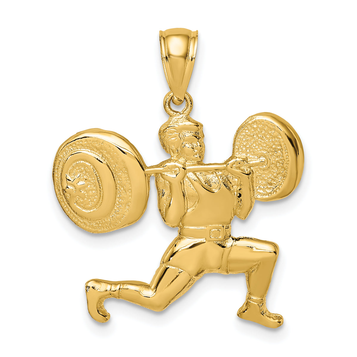 14k Solid Polished Weightlifter Pendant