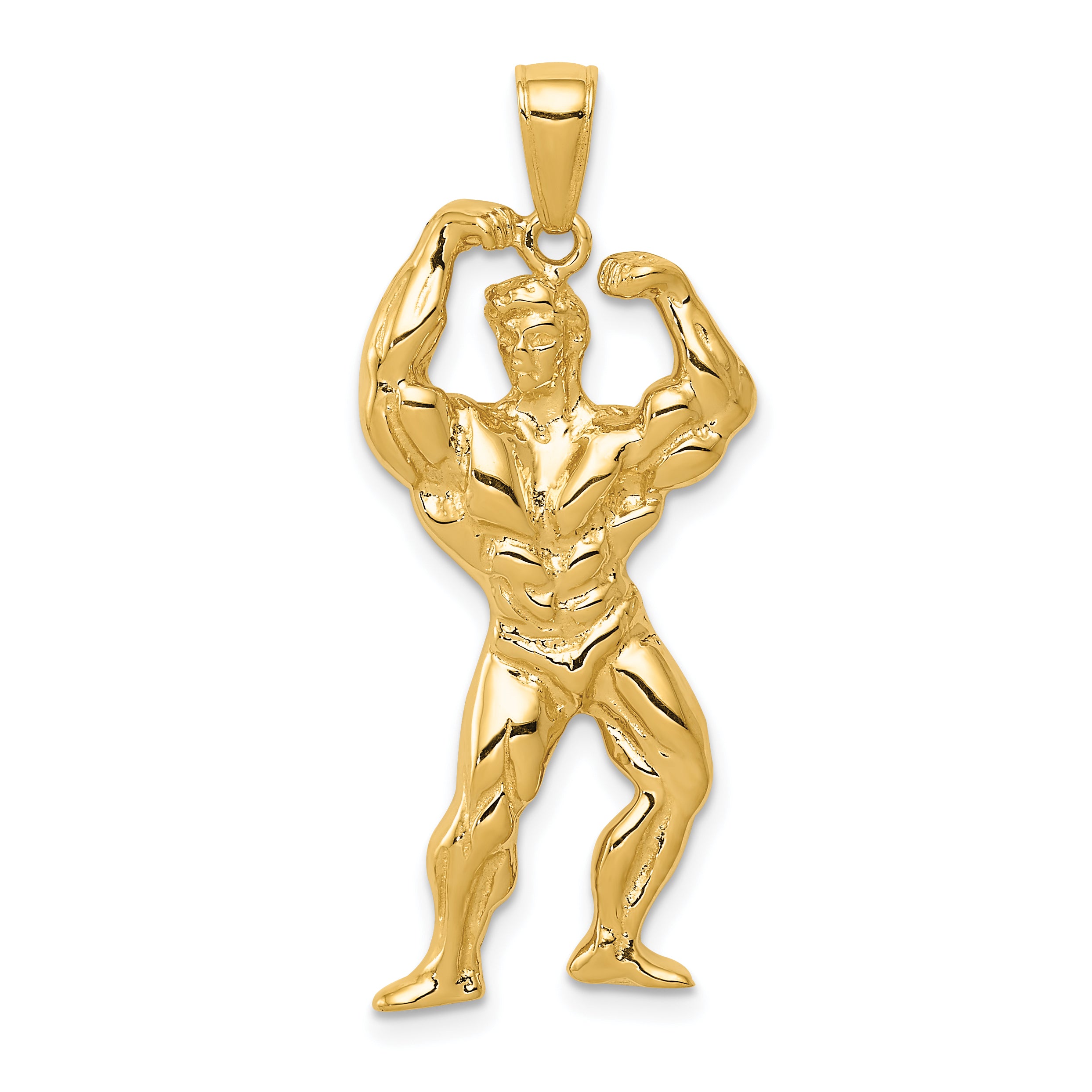 14k Solid Polished Weightlifter Pendant