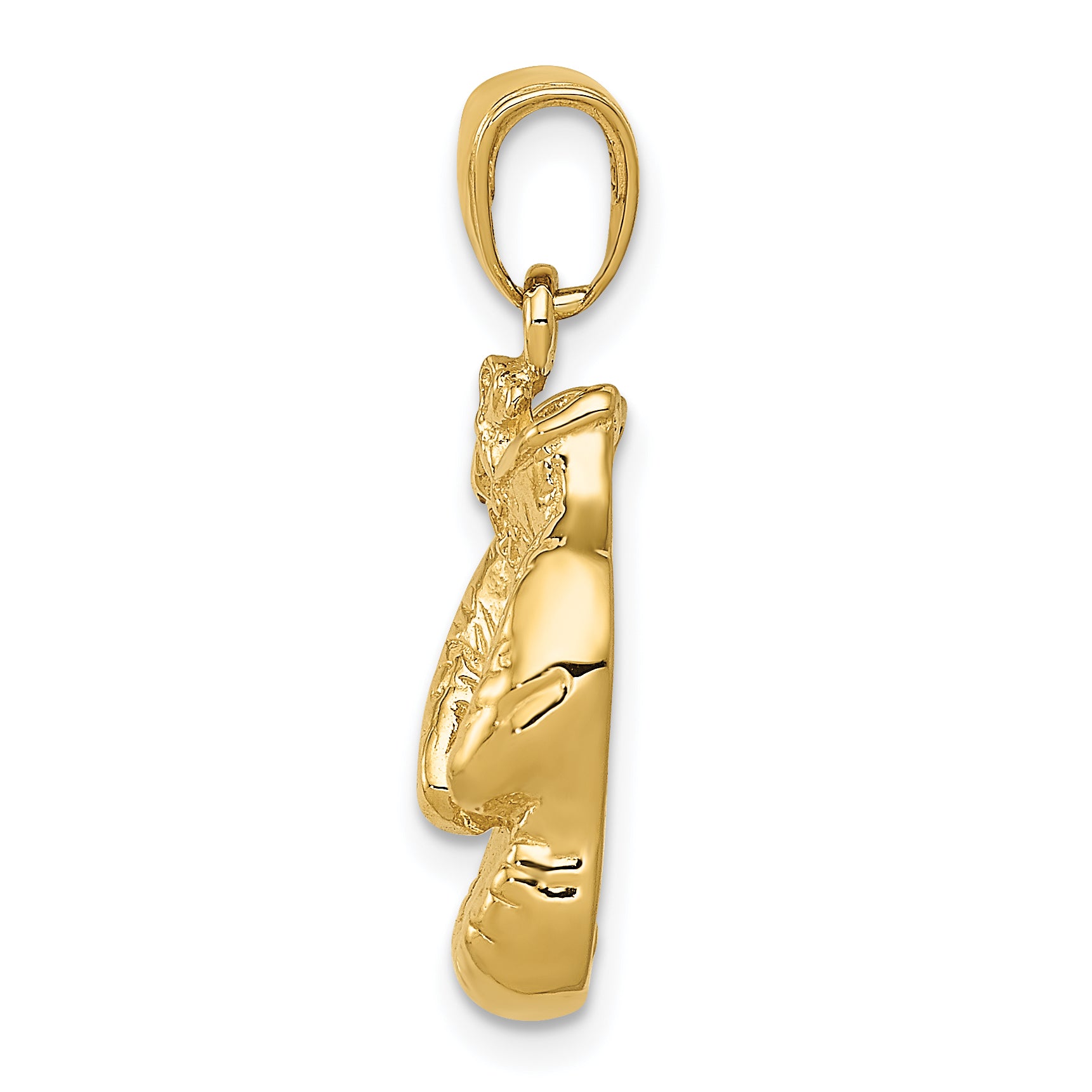 14k Solid Polished Open-Backed Boxing Gloves Pendant