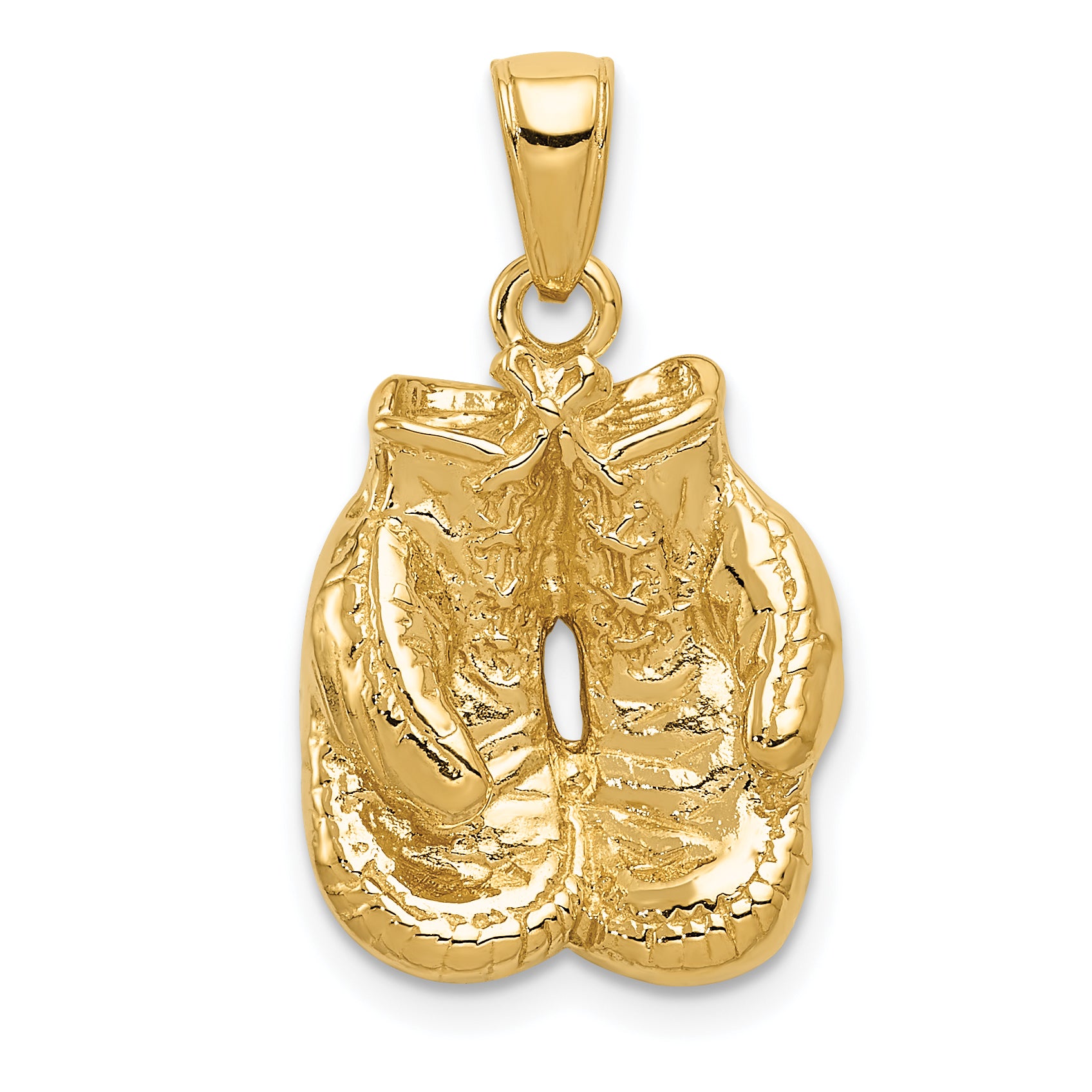 14k Solid Polished Open-Backed Boxing Gloves Pendant