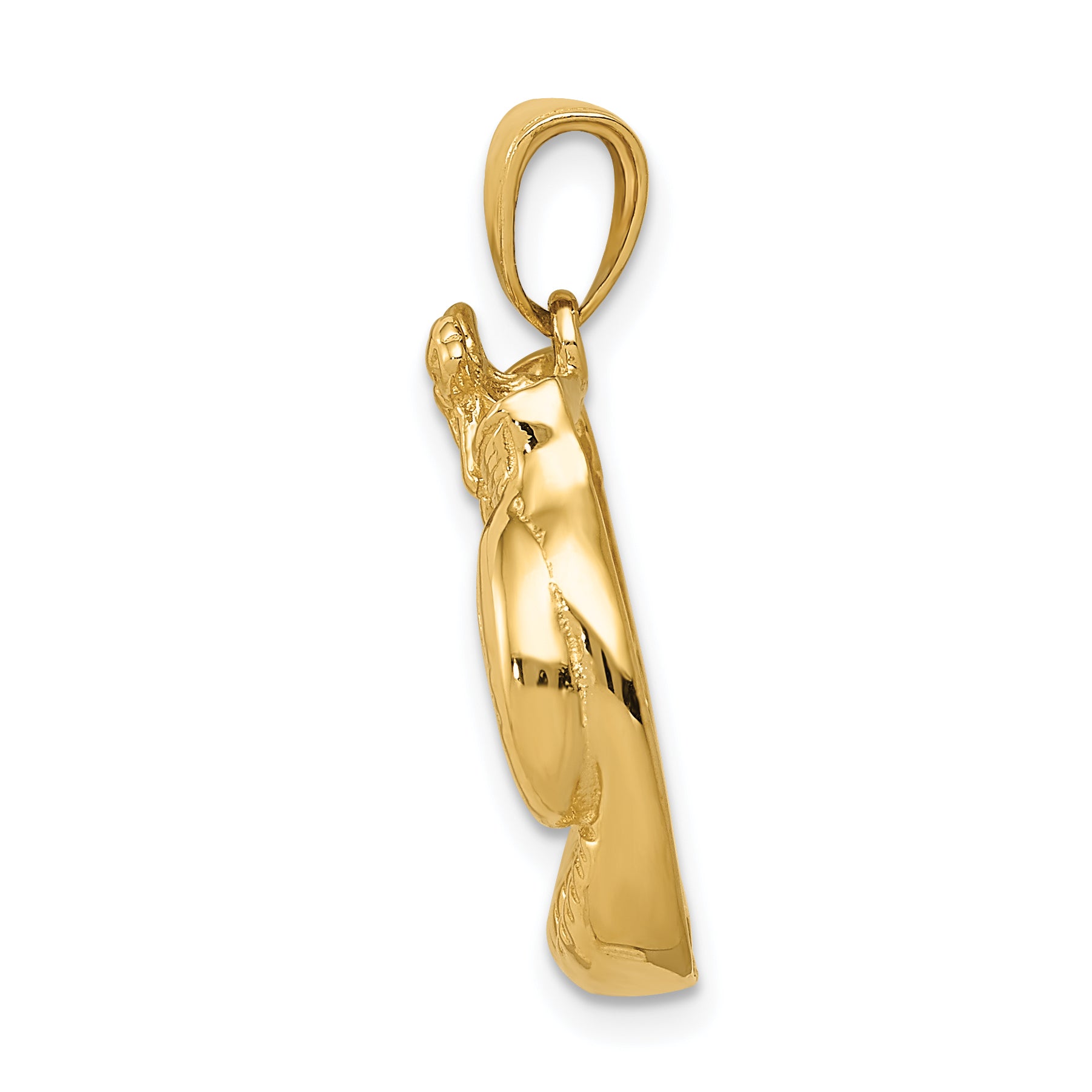 14k Solid Polished Open-Backed Boxing Gloves Pendant