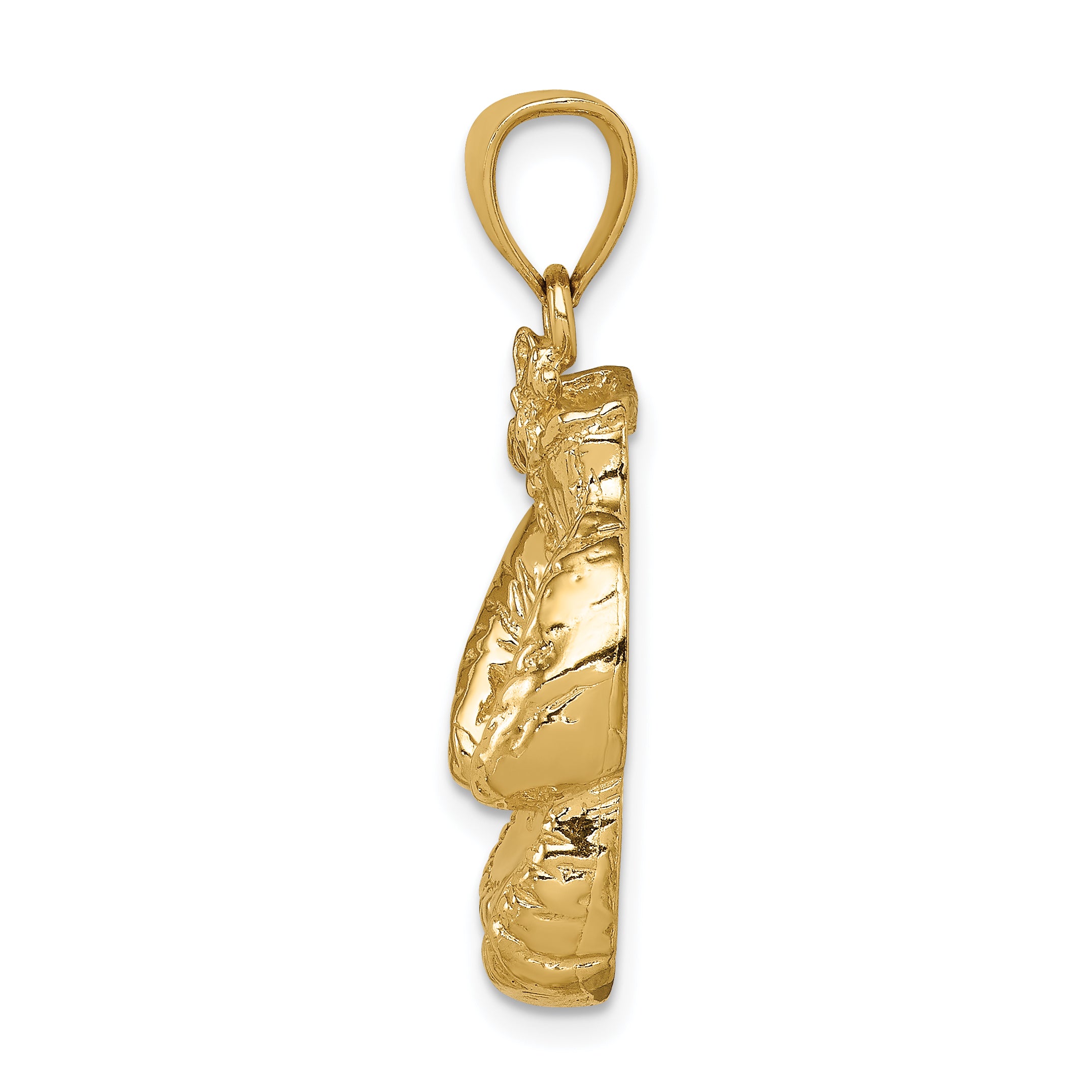 14K Gold Polished Boxing Gloves Pendant for Men  Large, Themed Design