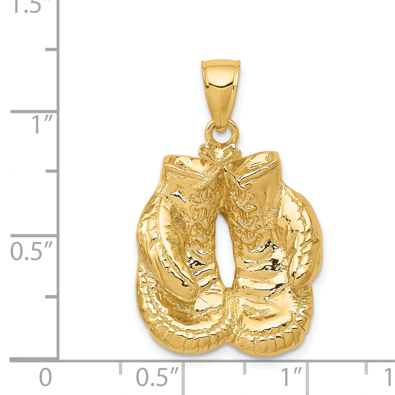 14K Gold Polished Boxing Gloves Pendant for Men  Large, Themed Design